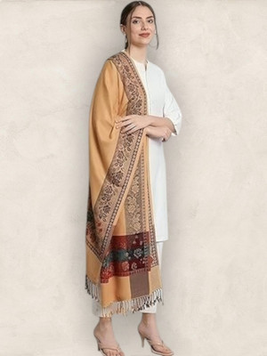 Trandone Wool Printed Women Shawl(Yellow)