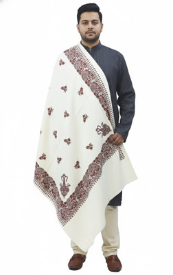KAVIM Wool Printed Men Shawl(White)