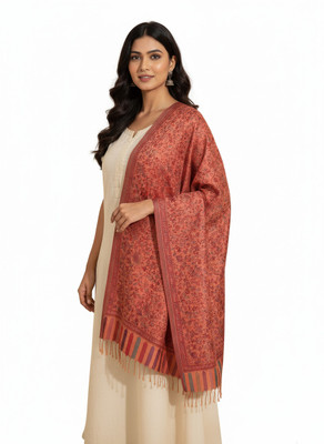 Kti Viscose, Acrylic Printed Women Shawl(Pink)