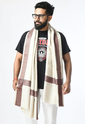 CHOUDHARYRETAILS Wool Self Design Men Shawl(White)