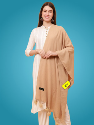 MHAX Wool Self Design Women Shawl(Beige)