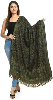 manra Wool Printed Women Shawl(Green)