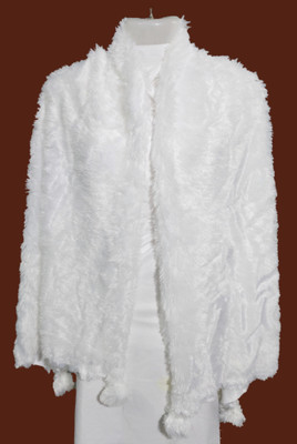 Saba Fur, Polyester Wool Blend Solid Women Shawl(White)