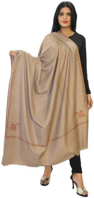 CHOUDHARYRETAILS Wool Embroidered Women Shawl(Brown)