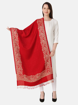 EVAZ Wool Self Design Women Shawl(Red)