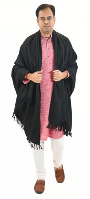 Vrinde Wool Self Design Men Shawl(Black)