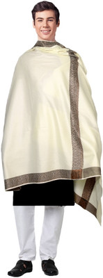 WARMWORTH Polyester Wool Blend Woven Men Shawl(White)