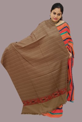 Vrinde Wool Striped Women Shawl(Brown)