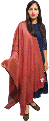 CHOUDHARYRETAILS Wool Printed Women Shawl(Orange)