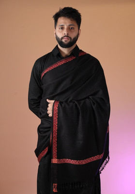 SHIFNEEN Acrylic Self Design Men Shawl(Black)