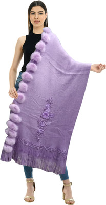 Life and style Wool Self Design Women Shawl(Purple)