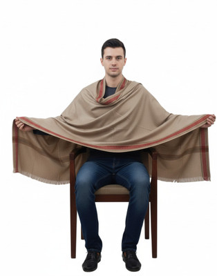 KAVIM Wool Self Design Men Shawl(Beige)