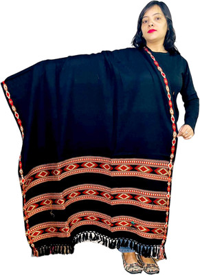 ARUNA KULLU HANDLOOM Pashmina Woven Women Shawl(Black)