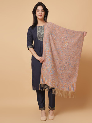SCHp Wool Paisley Women Shawl(Beige, Multicolor)