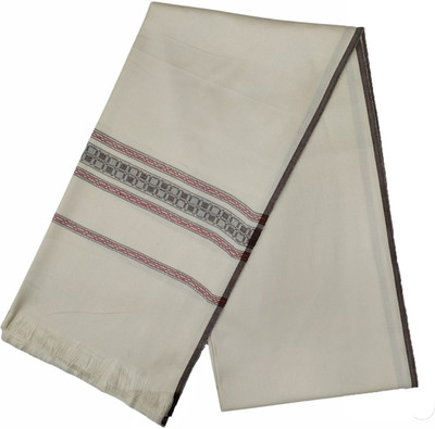 Kashmiri Wool Self Design Men Shawl(White)