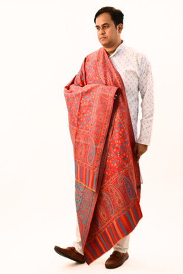Vrinde Wool Embellished Men, Women Shawl(Red)
