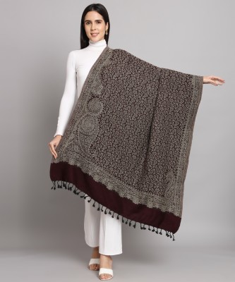 MORKEL Wool Woven Women Shawl(Brown)