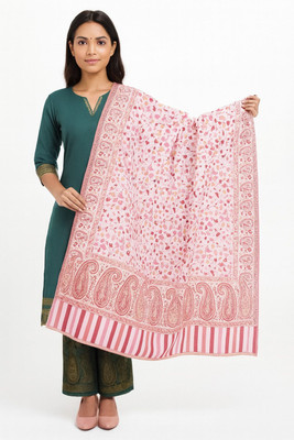 CHOUDHARYRETAILS Wool Printed Women Shawl(Pink)
