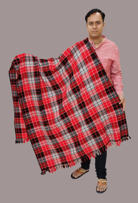 Sprha Wool Checkered Men Shawl(Red)