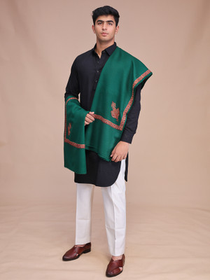 swi stylish Wool Embroidered Men Shawl(Green)