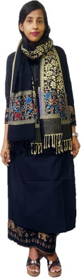 CHOUDHARYRETAILS Wool Printed Women Shawl(Black)