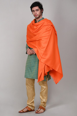 Cambik Wool Solid Men Shawl(Orange)
