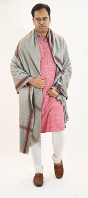 Vrinde Wool Self Design Men Shawl(Grey)