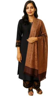 Kashmiri queen Wool Woven Women Shawl(Brown)