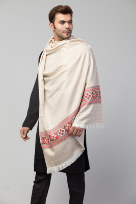 Tweedle Wool Striped Men Shawl(White)