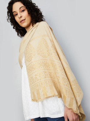 MAX Poly Cotton Printed Women Shawl(Beige)