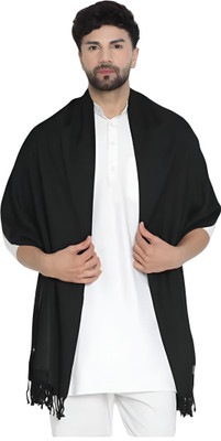 Collective Stitch Cotton Solid Men Shawl(Black)