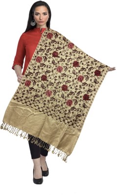 darshan lal and sons Pashmina Embroidered Women Shawl(Beige)