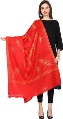 swi stylish Wool Embroidered Women Shawl(Red)