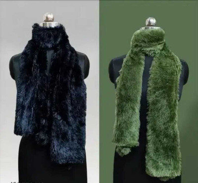AARTIGARMENTS Fur Self Design Women Shawl(Blue, Green)