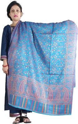 Kashmiri queen Wool Paisley Women Shawl(Blue)