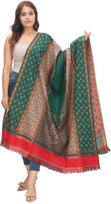 Life and style Wool Printed Women Shawl(Green)
