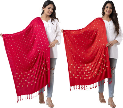 KEATY Wool Printed Women Shawl(Red)