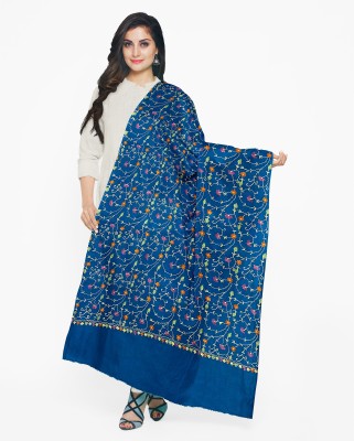 SNB FASHION Wool Self Design Women Shawl(Blue)