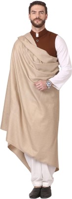 Kashmiri queen Wool Self Design Men Shawl(Beige)