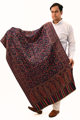 Sprha Wool Embellished Men, Women Shawl(Dark Blue)