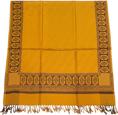 Kti Viscose, Acrylic Floral Print Women Shawl(Yellow)