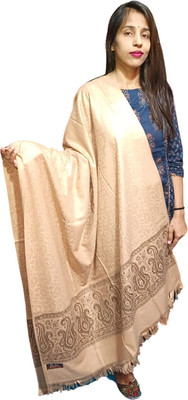 CHOUDHARYRETAILS Wool Self Design Women Shawl(Beige)