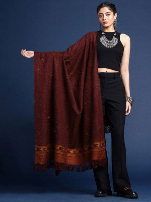 Taavi Wool Self Design Women Shawl(Maroon)
