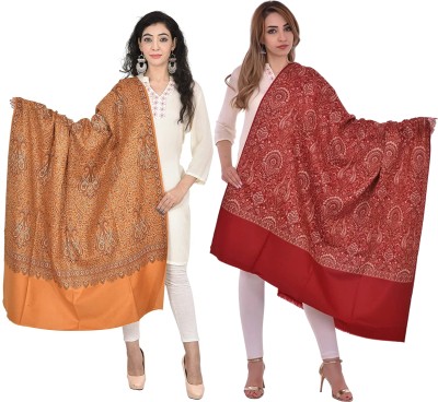 Royal-E-Kashmir Pashmina Woven Women Shawl(Yellow, Red)