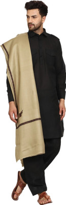 KASHMIRI TREND Wool Self Design Men Shawl(Beige)