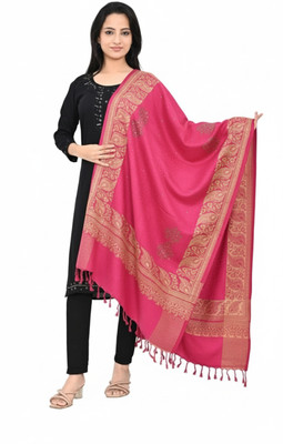 Pink World Wool Woven Women Shawl(Pink)