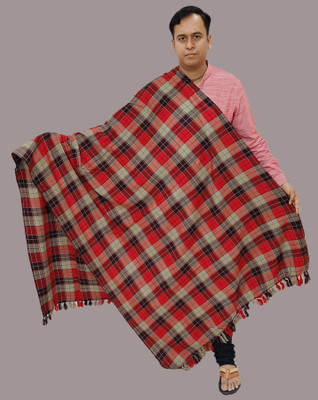 Sprha Wool Checkered Men Shawl(Grey)