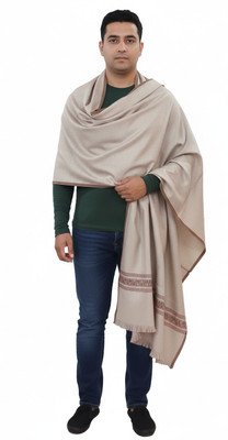 KAVIM Wool Solid Men Shawl(Beige)