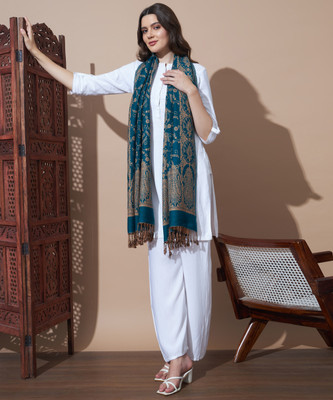 MORKEL Wool Self Design Women Shawl(Multicolor)