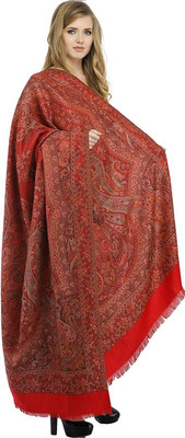 CHOUDHARYRETAILS Wool Self Design Women Shawl(Red)